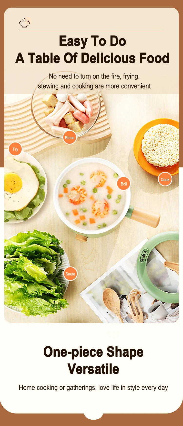 Olla el&eacute;ctrica, aparato de cocina de doble capa para el hogar, olla caliente, calentador de sopa, cocina multifunci&oacute;n, Mini sart&eacute;n antiadherente
