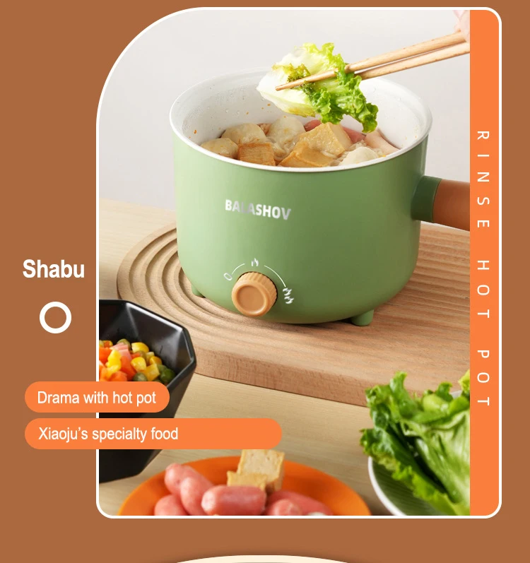 Olla el&eacute;ctrica, aparato de cocina de doble capa para el hogar, olla caliente, calentador de sopa, cocina multifunci&oacute;n, Mini sart&eacute;n antiadherente