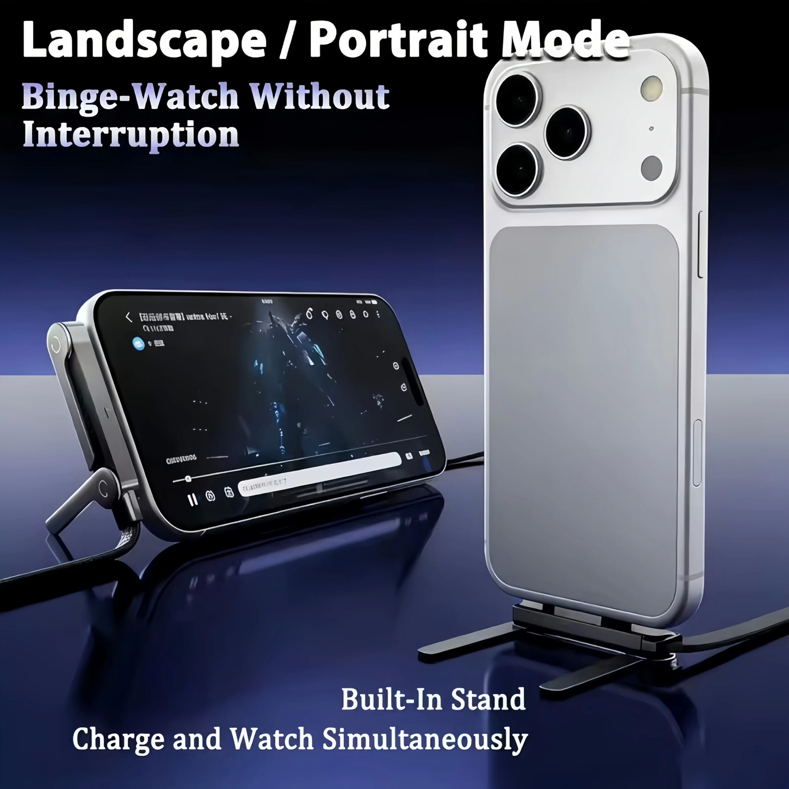 Cable de Carga Plegable con Soporte Integrado, Cable de Carga R&aacute;pida para Tel&eacute;fono y Tableta, Cable de Datos Ultra R&aacute;pido de 240W, Soporte para Tel&eacute;fono