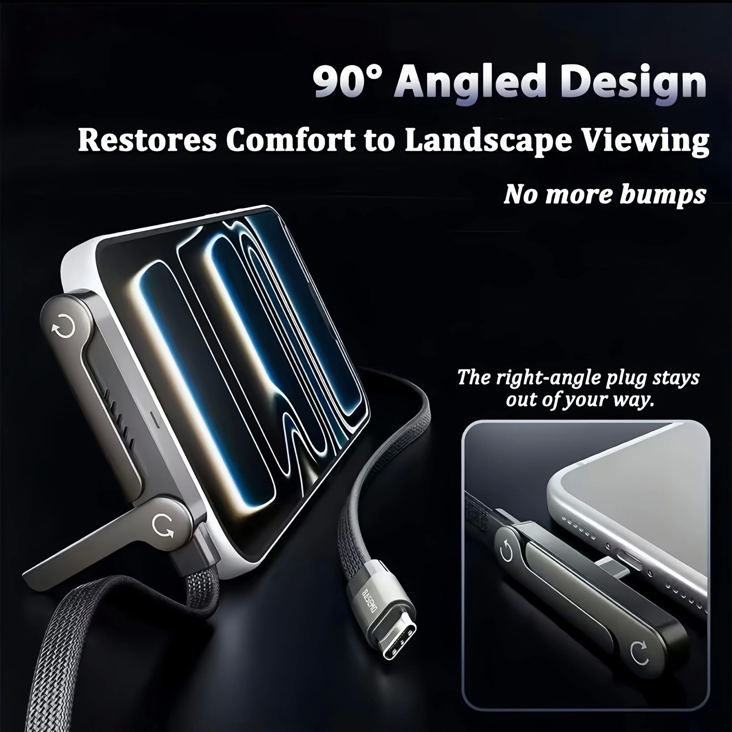 Cable de Carga Plegable con Soporte Integrado, Cable de Carga R&aacute;pida para Tel&eacute;fono y Tableta, Cable de Datos Ultra R&aacute;pido de 240W, Soporte para Tel&eacute;fono