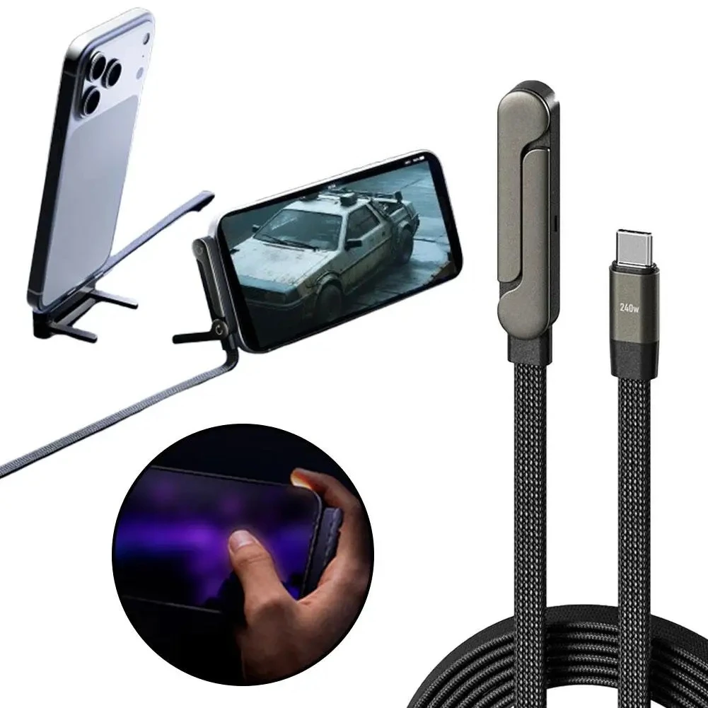 Cable de Carga R&aacute;pida Tipo C a Tipo C de 240W, con Soporte Plegable para Tel&eacute;fono, para iPhone 17/16/15, para Cargador Samsung