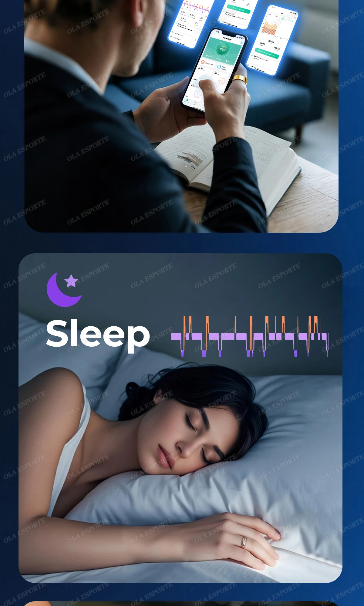 Para anillo inteligente hombres mujeres Monitor Bluetooth ritmo card&iacute;aco en sangre Monitor de ox&iacute;geno en sangre Smartring MultiSport 5ATM impermeable 2025