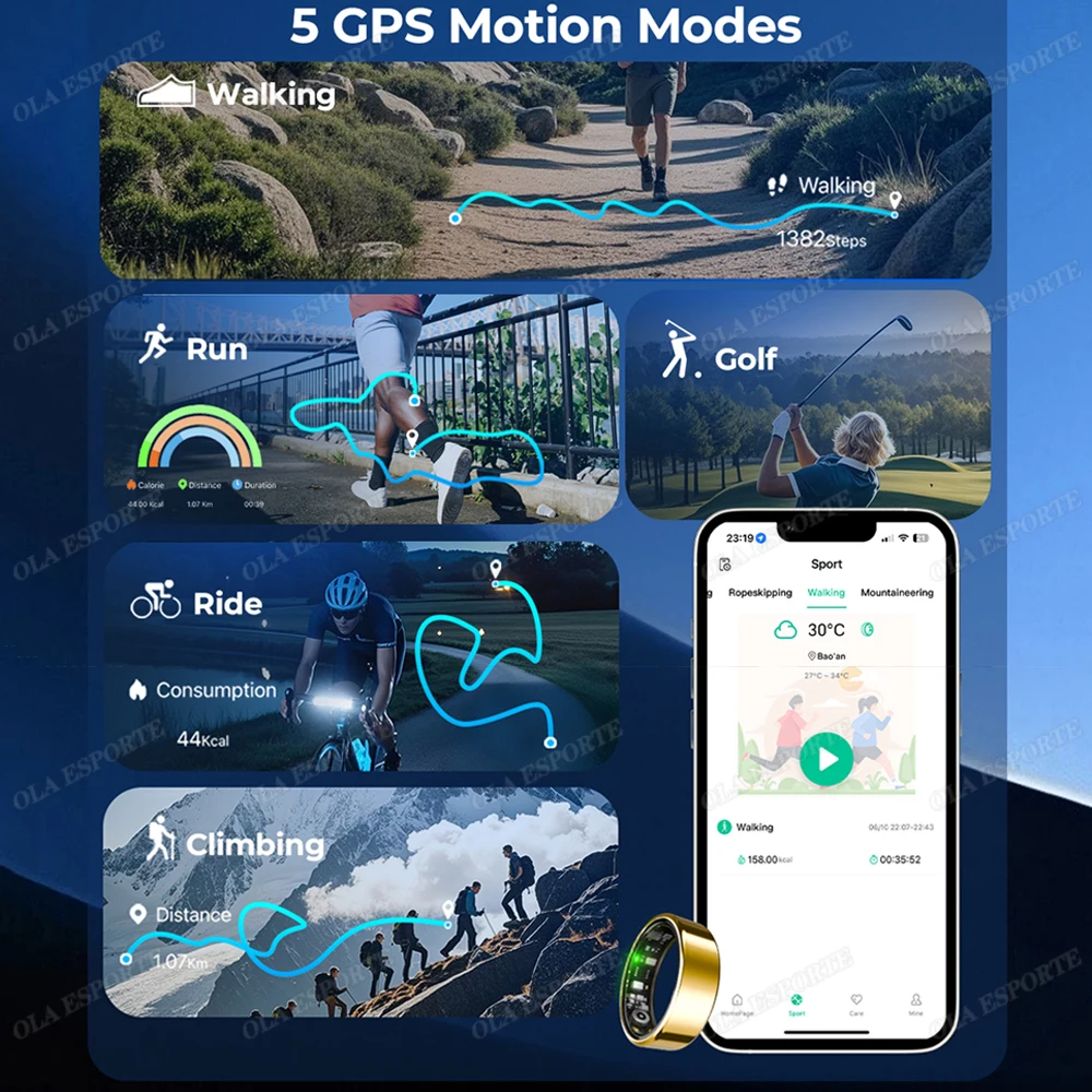 Para anillo inteligente hombres mujeres Monitor Bluetooth ritmo cardíaco en sangre Monitor de oxígeno en sangre Smartring MultiSport 5ATM impermeable 2025 Para anillo inteligente hombres mujeres Monitor Bluetooth ritmo cardíaco en sangre Monitor de oxígeno en sangre Smartring MultiSport 5ATM impermeable 2025