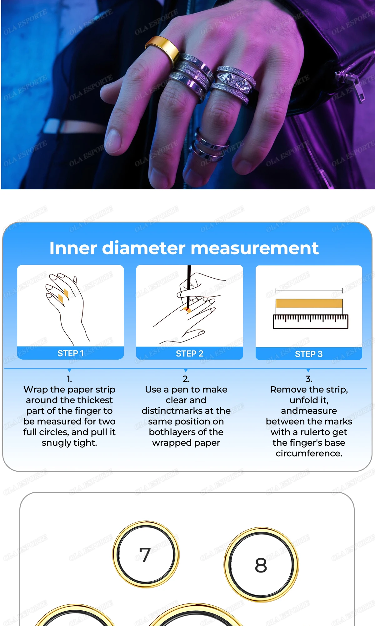 Para anillo inteligente hombres mujeres Monitor Bluetooth ritmo card&iacute;aco en sangre Monitor de ox&iacute;geno en sangre Smartring MultiSport 5ATM impermeable 2025