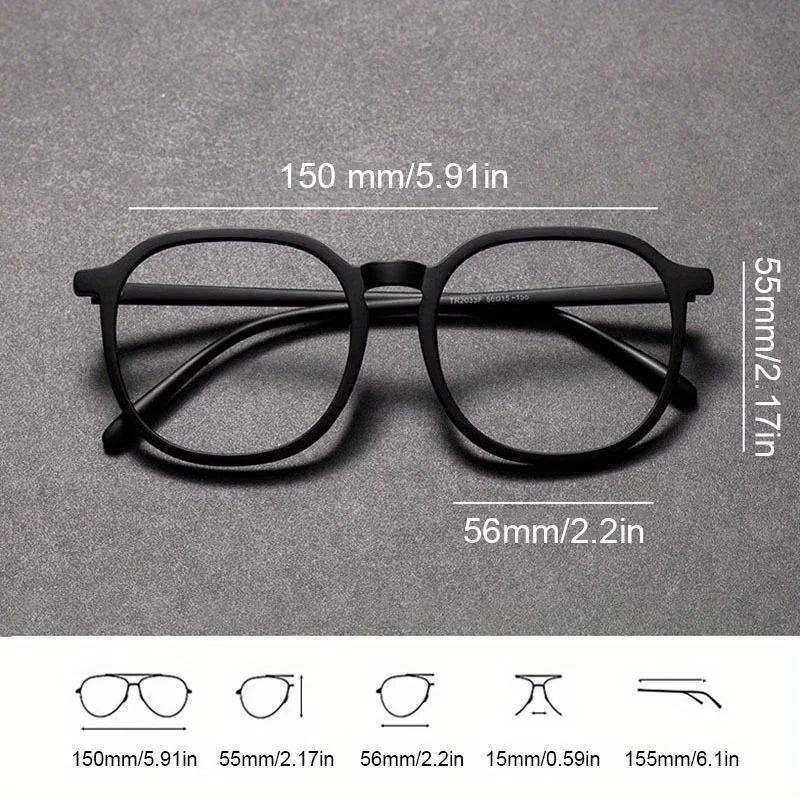 Gafas cuadradas con bloqueo de luz azul, montura completa, dise&ntilde;o de montura ancha negra, realzador de aspecto natural para uso diario
