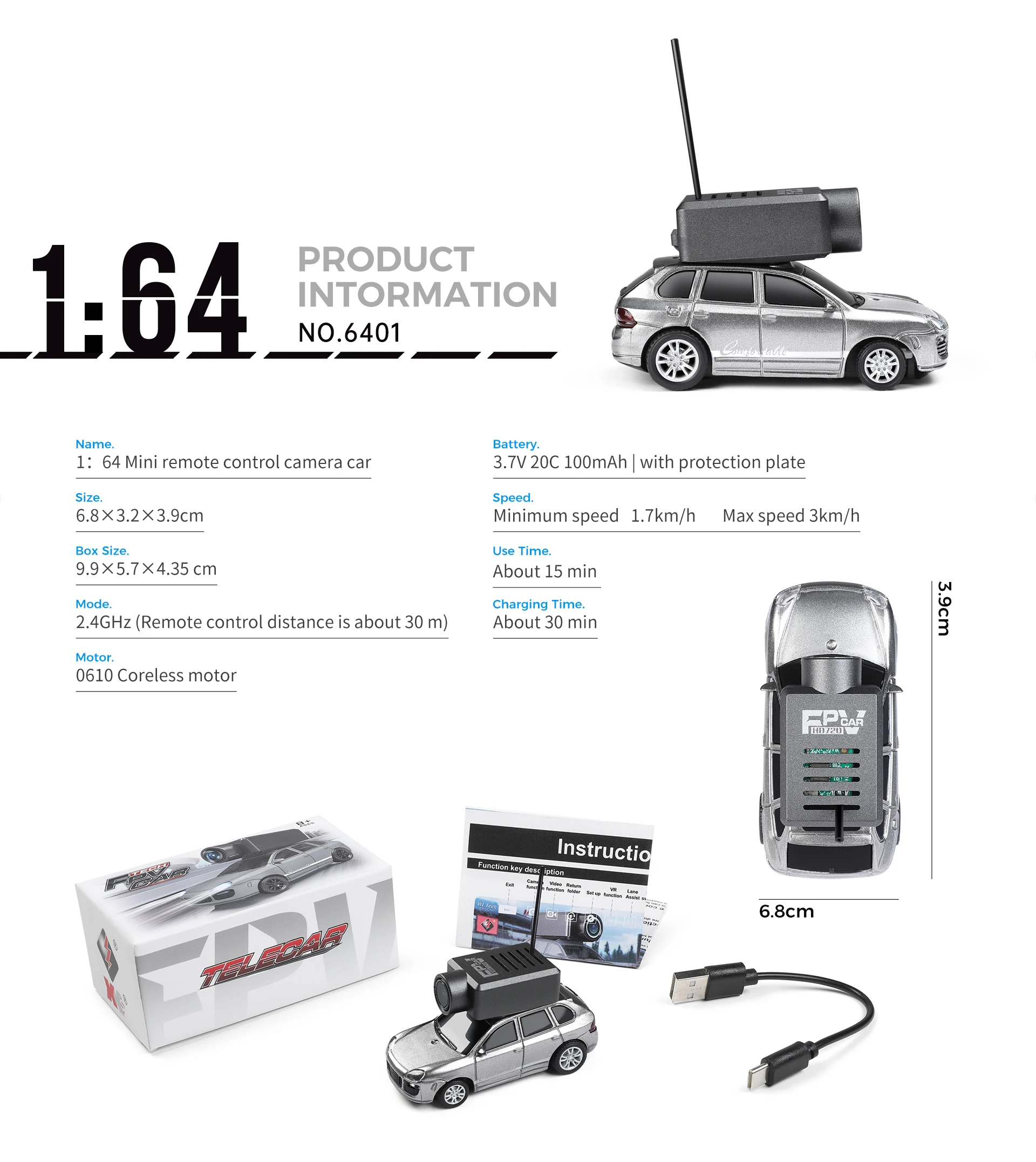 Coche WLtoys 1:64 RC con c&aacute;mara 720P FPV 120 &deg; Mini coche de carreras RC gran angular 2,4G WiFi APP Control RC todoterreno Mini coche