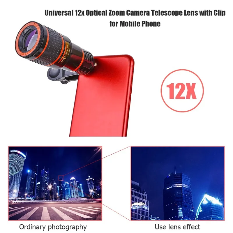 Lente Universal Clip 20X/12X/8X Zoom tel&eacute;fono c&aacute;mara teleobjetivo telescopio Monocular tel&eacute;fono Universal telescopio &oacute;ptico lente Kit