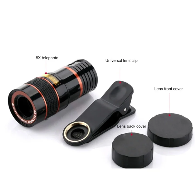 Lente Universal Clip 20X/12X/8X Zoom tel&eacute;fono c&aacute;mara teleobjetivo telescopio Monocular tel&eacute;fono Universal telescopio &oacute;ptico lente Kit