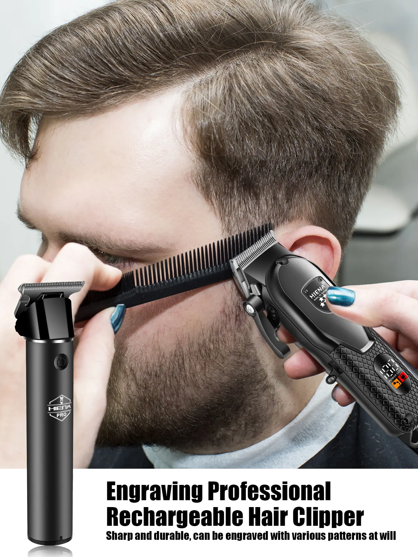 Kit de Cortadora de Pelo Hiena para Hombre, Afeitadora Eléctrica, Recortadora de Pelo Profesional con Pantalla Digital LCD Kit de Cortadora de Pelo Hiena para Hombre, Afeitadora Eléctrica, Recortadora de Pelo Profesional con Pantalla Digital LCD