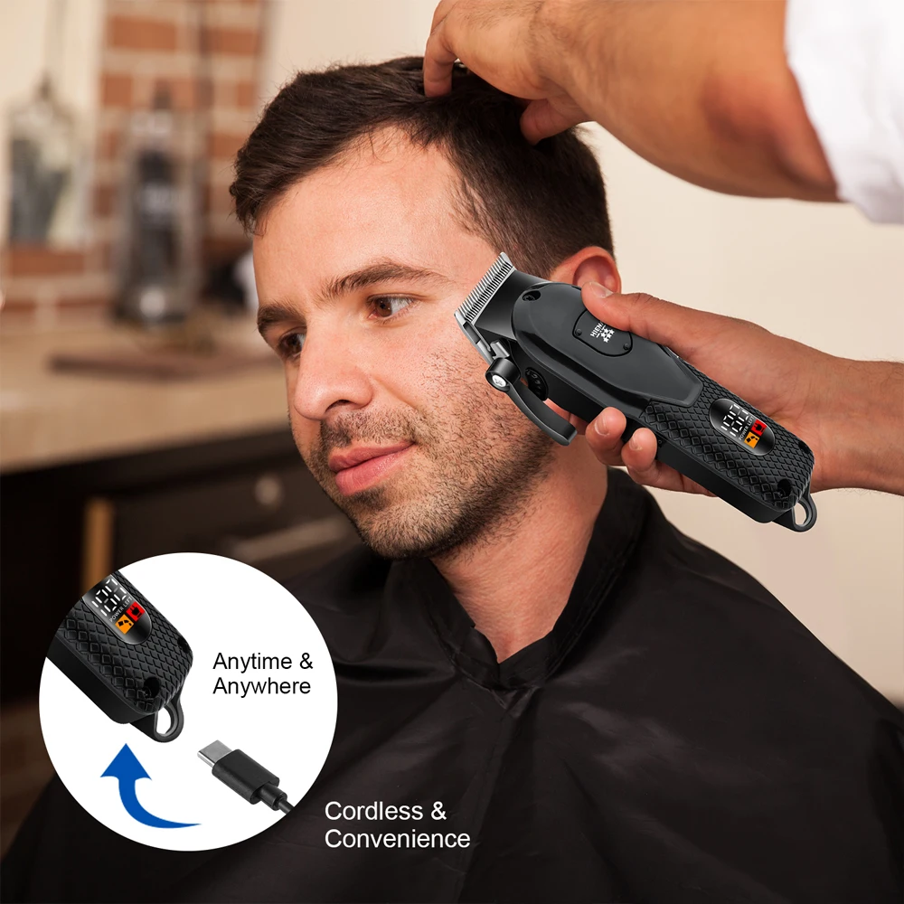 Kit de Cortadora de Pelo Hiena para Hombre, Afeitadora Eléctrica, Recortadora de Pelo Profesional con Pantalla Digital LCD Kit de Cortadora de Pelo Hiena para Hombre, Afeitadora Eléctrica, Recortadora de Pelo Profesional con Pantalla Digital LCD