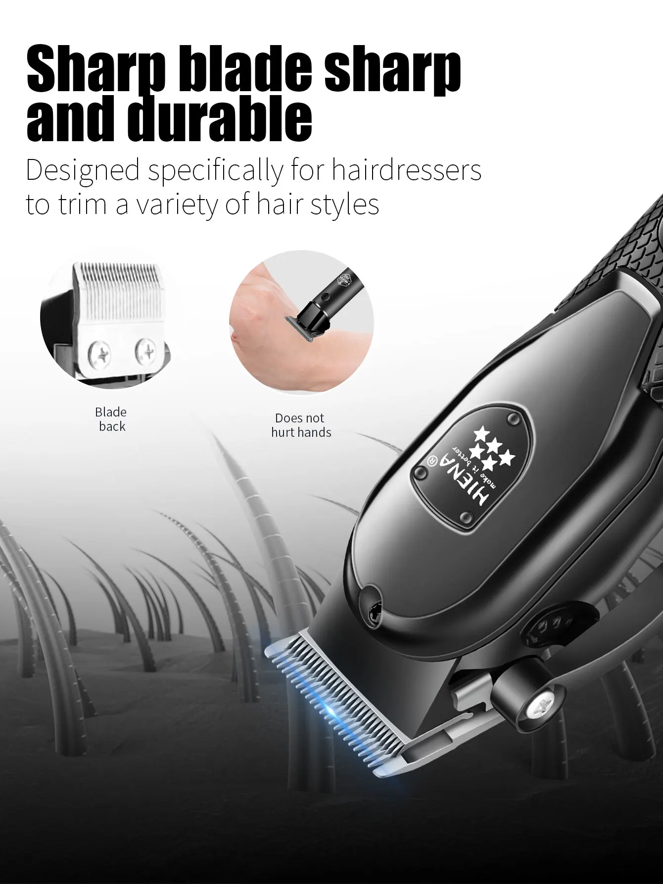 Kit de Cortadora de Pelo Hiena para Hombre, Afeitadora Eléctrica, Recortadora de Pelo Profesional con Pantalla Digital LCD Kit de Cortadora de Pelo Hiena para Hombre, Afeitadora Eléctrica, Recortadora de Pelo Profesional con Pantalla Digital LCD