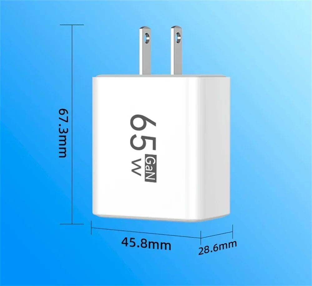 Cargador USB tipo C de 65W, cargador de pared con enchufe europeo/estadounidense de carga r&aacute;pida para iPhone, Samsung, Xiaomi, adaptador de cargador de tel&eacute;fono de carga r&aacute;pida de 3 puertos