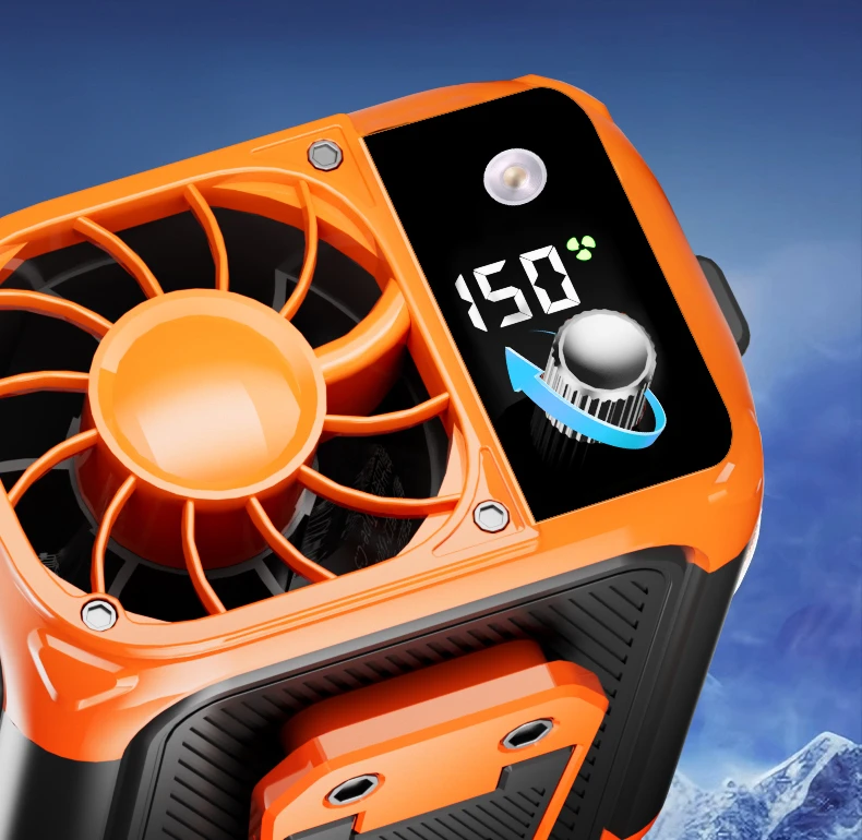 Mini ventilador de cintura de alta velocidad, ventilador de cuello colgante USB sin aspas, ventilador multifuncional para exteriores con iluminaci&oacute;n y pantalla digital.