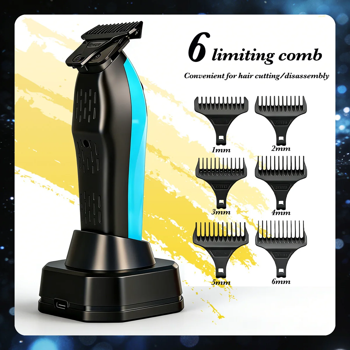 BRDCLIP 619 339 Cortapelos Inal&aacute;mbrico M&aacute;quina de corte profesional El&eacute;ctrico Recortadora con cuchilla en T de DLC Port&aacute;til Recortadora de precisi&oacute;n LED Recortadora para hombres