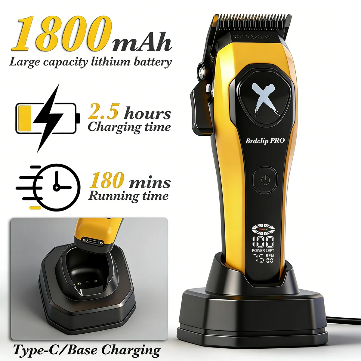 BRDCLIP 619 339 Cortapelos Inalámbrico Máquina de corte profesional Eléctrico Recortadora con cuchilla en T de DLC Portátil Recortadora de precisión LED Recortadora para hombres BRDCLIP 619 339 Cortapelos Inalámbrico Máquina de corte profesional Eléctrico Recortadora con cuchilla en T de DLC Portátil Recortadora de precisión LED Recortadora para hombres