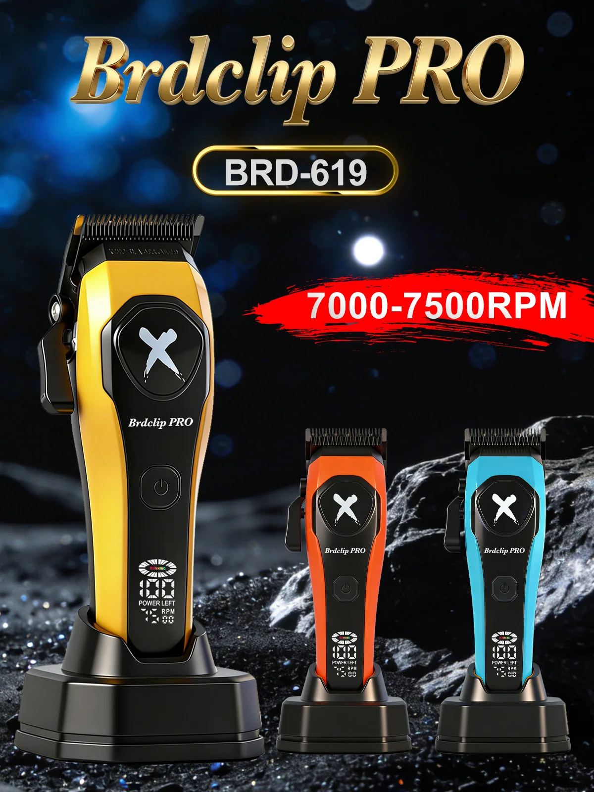 BRDCLIP 619 339 Cortapelos Inal&aacute;mbrico M&aacute;quina de corte profesional El&eacute;ctrico Recortadora con cuchilla en T de DLC Port&aacute;til Recortadora de precisi&oacute;n LED Recortadora para hombres