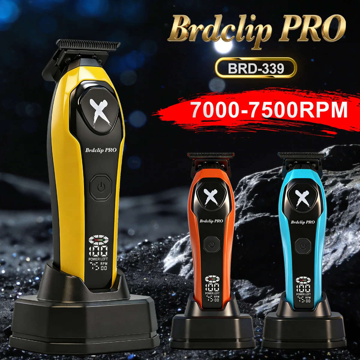 BRDCLIP 619 339 Cortapelos Inal&aacute;mbrico M&aacute;quina de corte profesional El&eacute;ctrico Recortadora con cuchilla en T de DLC Port&aacute;til Recortadora de precisi&oacute;n LED Recortadora para hombres