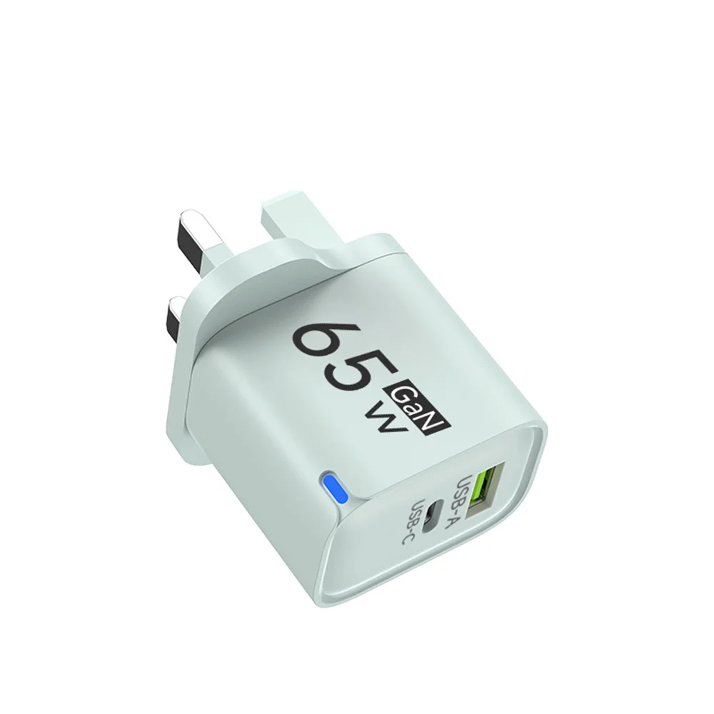 Cargador USB C GaN de 65W con 3 Puertos, Carga R&aacute;pida, Adaptador de Pared QC3.0 para iPhone 16 17 Samsung Xiaomi Huawei, Enchufe EU US UK