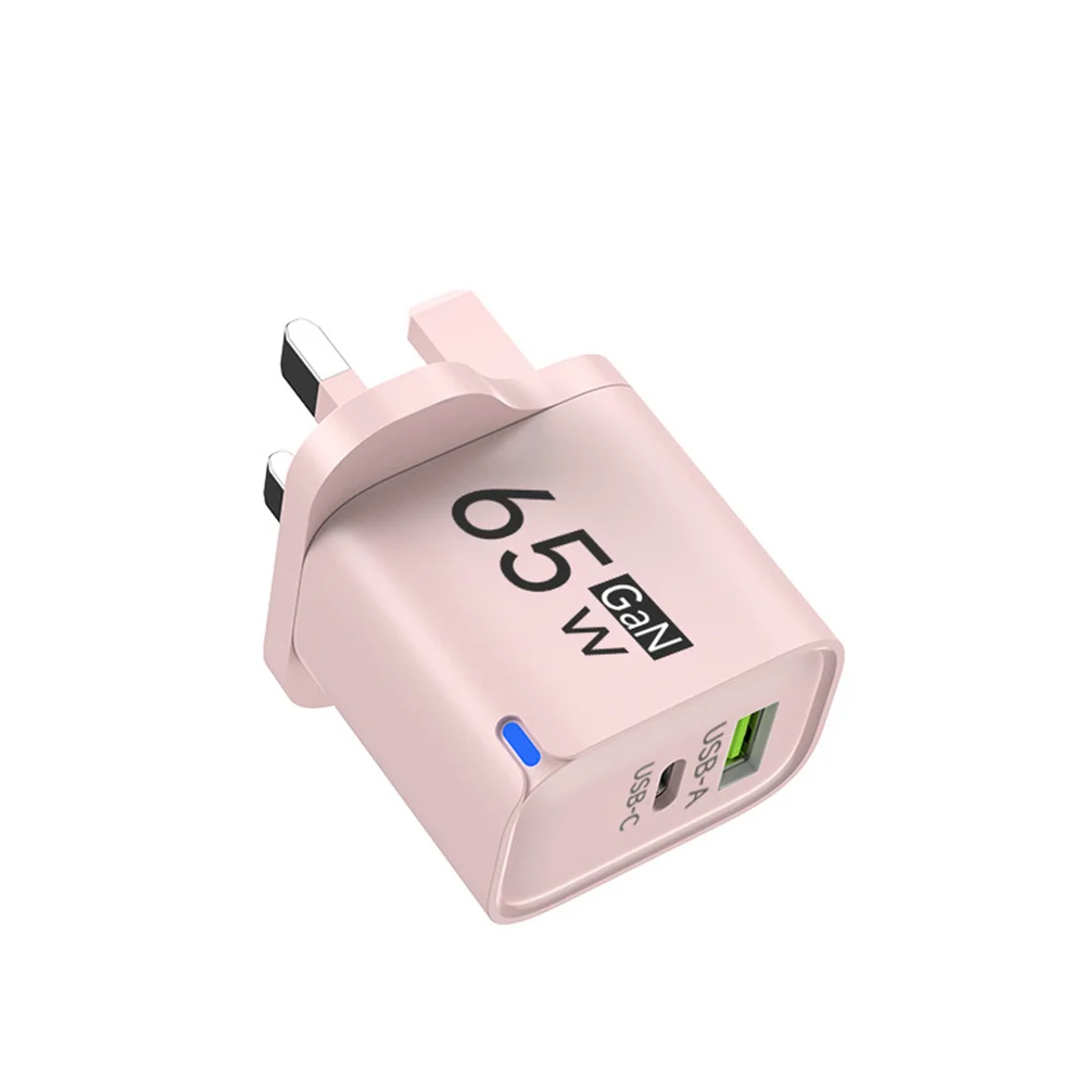 Cargador USB C GaN de 65W con 3 Puertos, Carga R&aacute;pida, Adaptador de Pared QC3.0 para iPhone 16 17 Samsung Xiaomi Huawei, Enchufe EU US UK