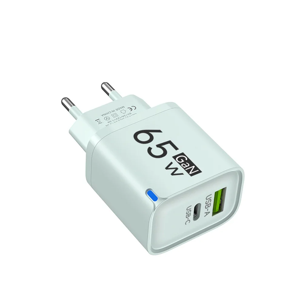 Cargador USB C GaN de 65W con 3 Puertos, Carga R&aacute;pida, Adaptador de Pared QC3.0 para iPhone 16 17 Samsung Xiaomi Huawei, Enchufe EU US UK