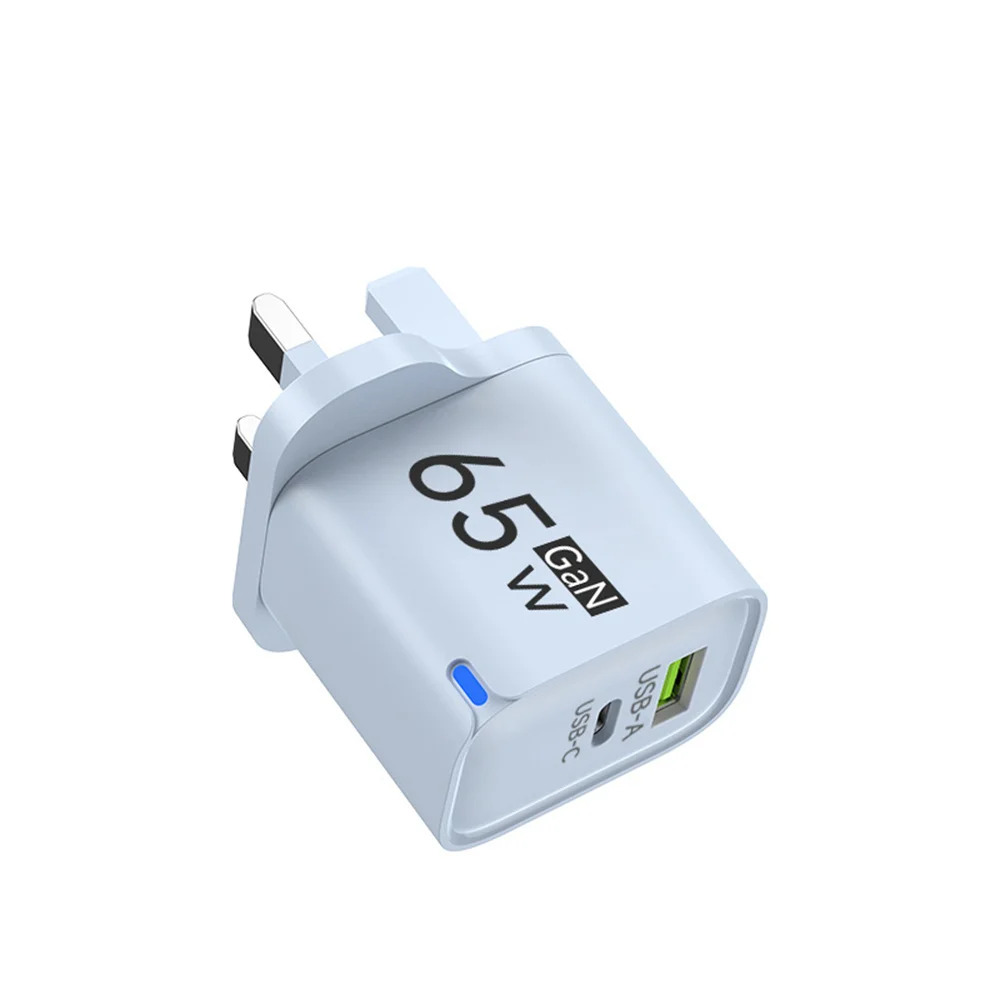 Cargador USB C GaN de 65W con 3 Puertos, Carga R&aacute;pida, Adaptador de Pared QC3.0 para iPhone 16 17 Samsung Xiaomi Huawei, Enchufe EU US UK