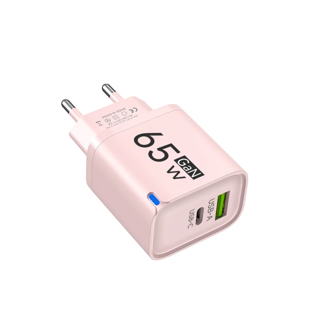 Cargador USB C GaN de 65W con 3 Puertos, Carga R&aacute;pida, Adaptador de Pared QC3.0 para iPhone 16 17 Samsung Xiaomi Huawei, Enchufe EU US UK