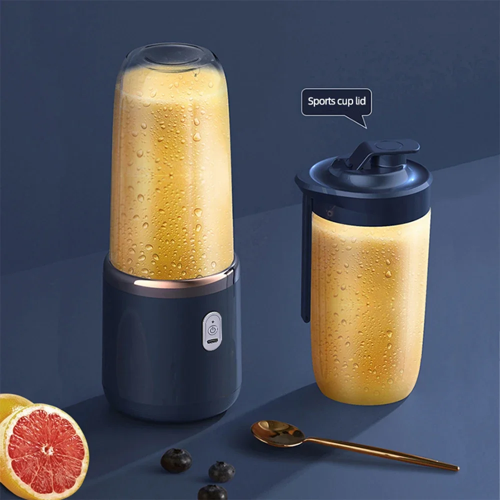 Licuadora El&eacute;ctrica Port&aacute;til de 400 ml, 2 Tazas, Mini Licuadora Multifuncional Inal&aacute;mbrica para el Hogar, Recargable por USB, Vaso Mezclador Peque&ntilde;o