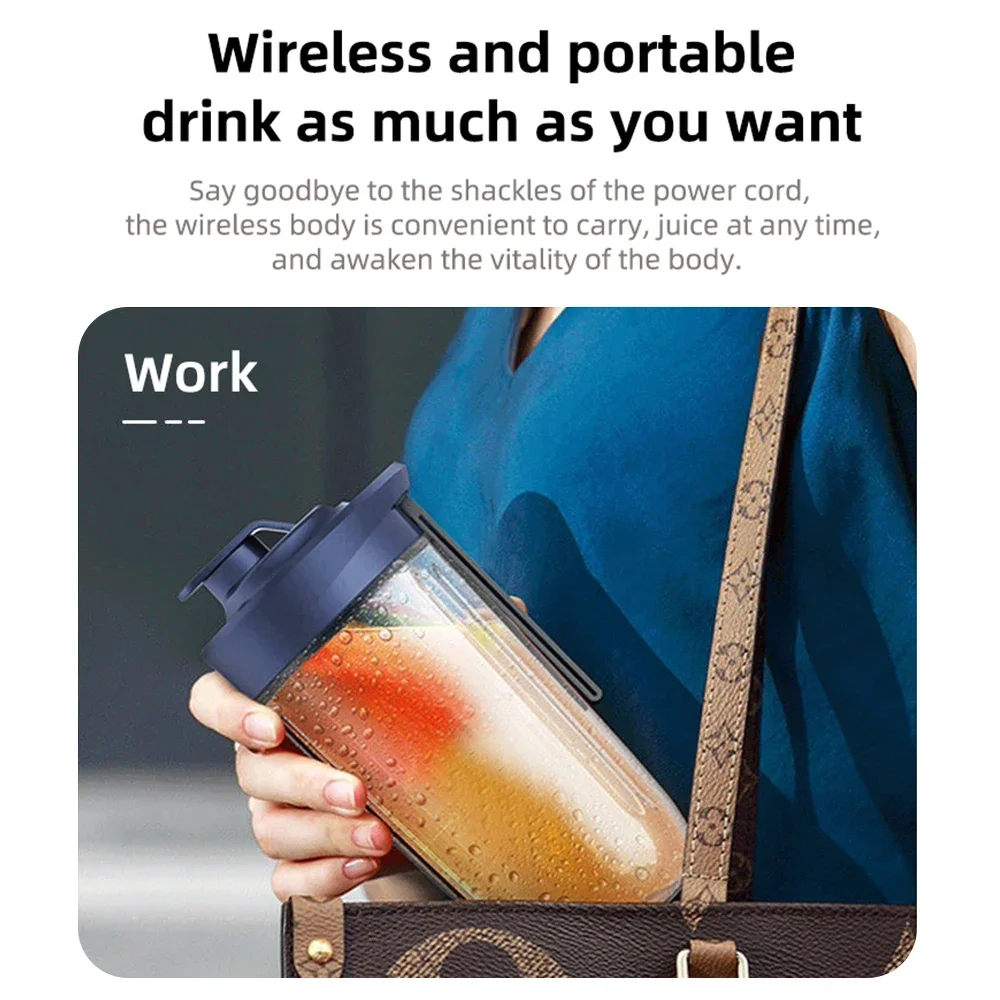 Licuadora El&eacute;ctrica Port&aacute;til de 400 ml, 2 Tazas, Mini Licuadora Multifuncional Inal&aacute;mbrica para el Hogar, Recargable por USB, Vaso Mezclador Peque&ntilde;o