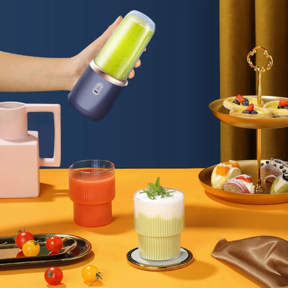 Licuadora El&eacute;ctrica Port&aacute;til de 400 ml, 2 Tazas, Mini Licuadora Multifuncional Inal&aacute;mbrica para el Hogar, Recargable por USB, Vaso Mezclador Peque&ntilde;o