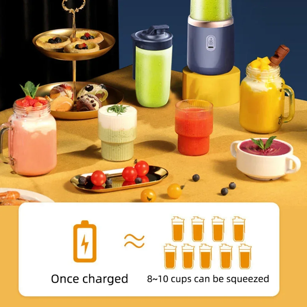 Licuadora Eléctrica Portátil de 400 ml, 2 Tazas, Mini Licuadora Multifuncional Inalámbrica para el Hogar, Recargable por USB, Vaso Mezclador Pequeño Licuadora Eléctrica Portátil de 400 ml, 2 Tazas, Mini Licuadora Multifuncional Inalámbrica para el Hogar, Recargable por USB, Vaso Mezclador Pequeño