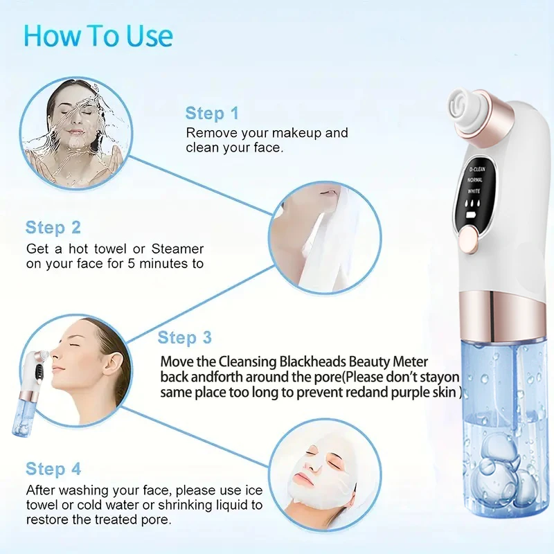 Dispositivo de belleza y limpieza de espinillas con carga USB: limpiador facial portátil de poros con 5 sondas para una limpieza suave y segura Dispositivo de belleza y limpieza de espinillas con carga USB: limpiador facial portátil de poros con 5 sondas para una limpieza suave y segura