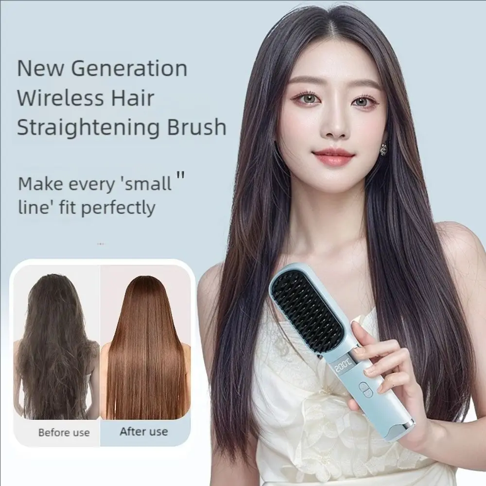 Nueva Plancha de Pelo Inalámbrica 140-200C ° Peine Alisador de Cabello Tipo-C Recargable con Pantalla LCD Nueva Plancha de Pelo Inalámbrica 140-200C ° Peine Alisador de Cabello Tipo-C Recargable con Pantalla LCD