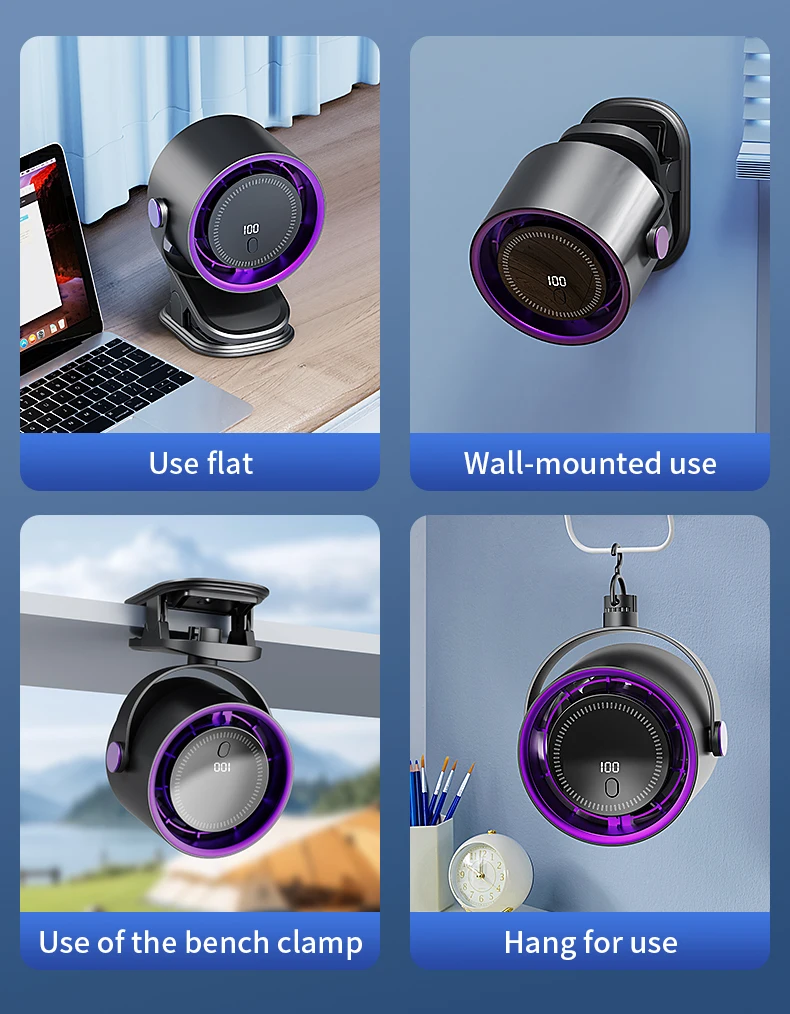 Ventilador port&aacute;til con clip TINSOL, silencioso, para escritorio, hogar y dormitorio, tipo carrito, recargable, USB, viento fuerte, ventilador de aire acondicionado