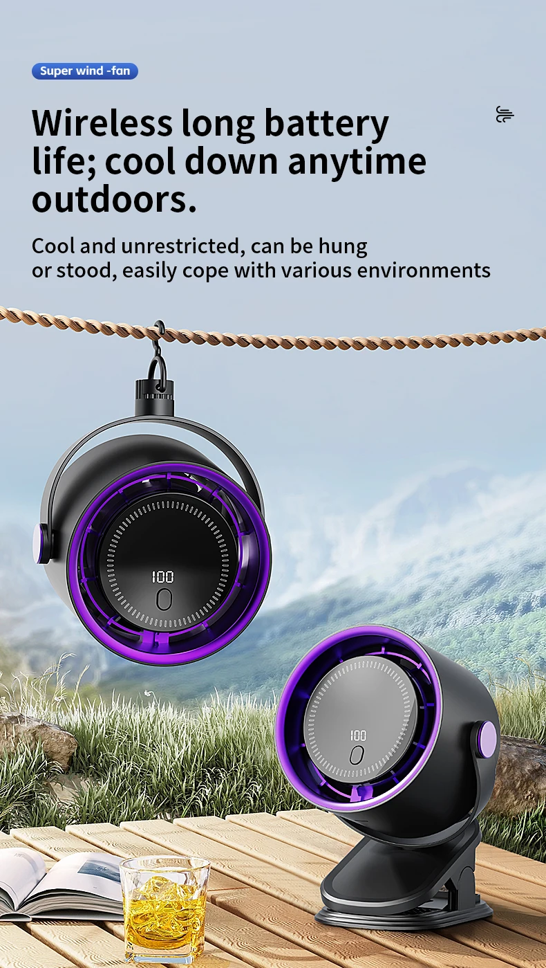 Ventilador port&aacute;til con clip TINSOL, silencioso, para escritorio, hogar y dormitorio, tipo carrito, recargable, USB, viento fuerte, ventilador de aire acondicionado
