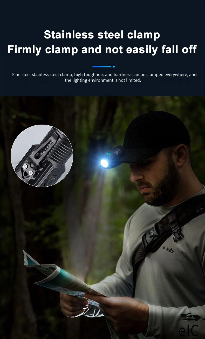 Mini linterna LED port&aacute;til, luz de Flash ultra fuerte de 3LED, bater&iacute;a integrada recargable por USB con Clip para bol&iacute;grafo