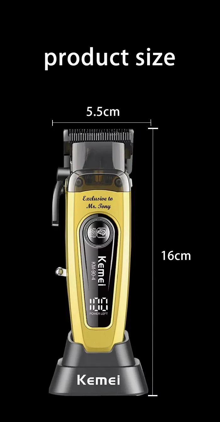 Kemei Cortapelos Profesional 11500 RPM M&aacute;quina de corte de pelo Motor sin escobillas Cuchilla DLC Mini cortadora de pelo para hombre KM-90-4 KM-90-5