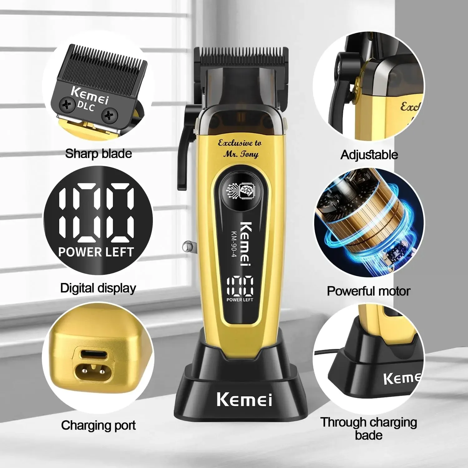 Kemei Cortapelos Profesional 11500 RPM Máquina de corte de pelo Motor sin escobillas Cuchilla DLC Mini cortadora de pelo para hombre KM-90-4 KM-90-5 Kemei Cortapelos Profesional 11500 RPM Máquina de corte de pelo Motor sin escobillas Cuchilla DLC Mini cortadora de pelo para hombre KM-90-4 KM-90-5