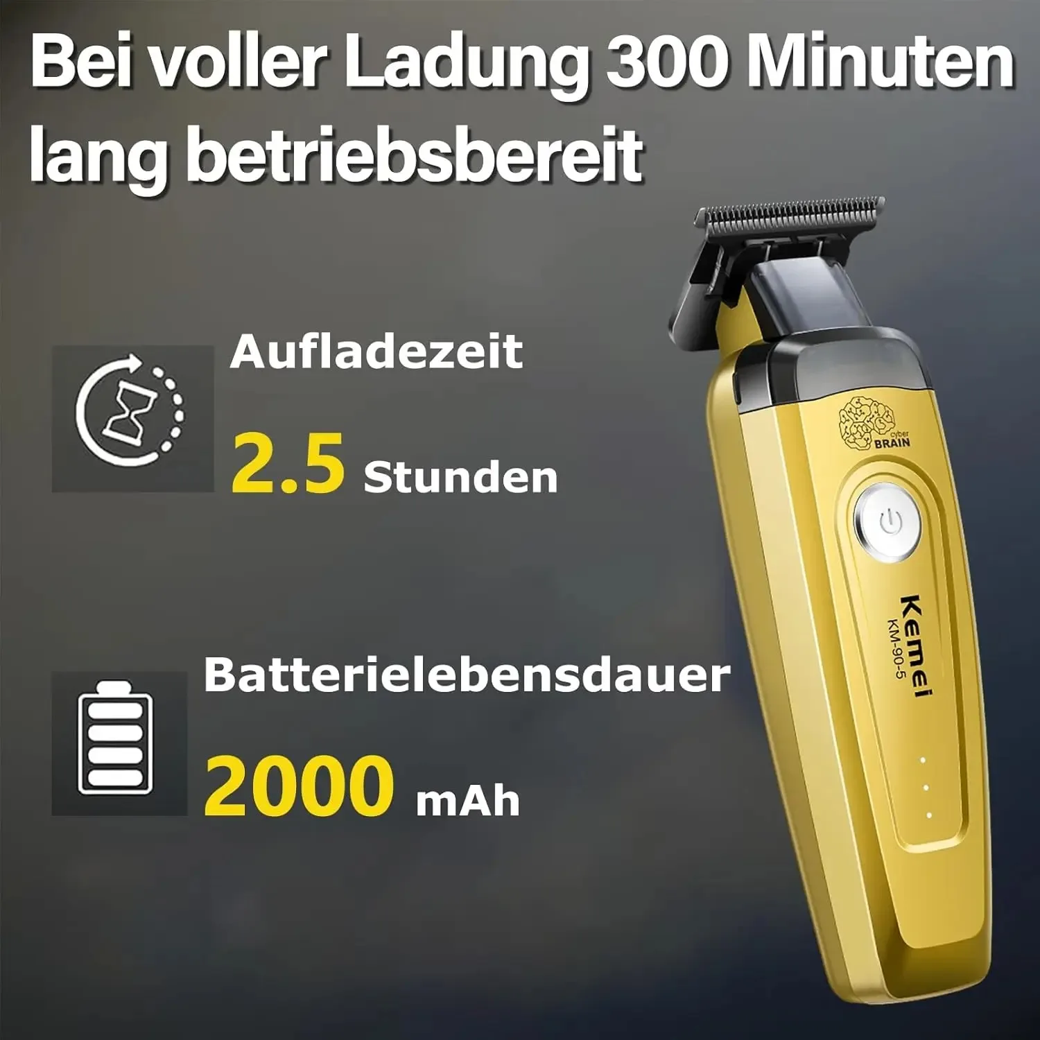Kemei Cortapelos Profesional 11500 RPM M&aacute;quina de corte de pelo Motor sin escobillas Cuchilla DLC Mini cortadora de pelo para hombre KM-90-4 KM-90-5