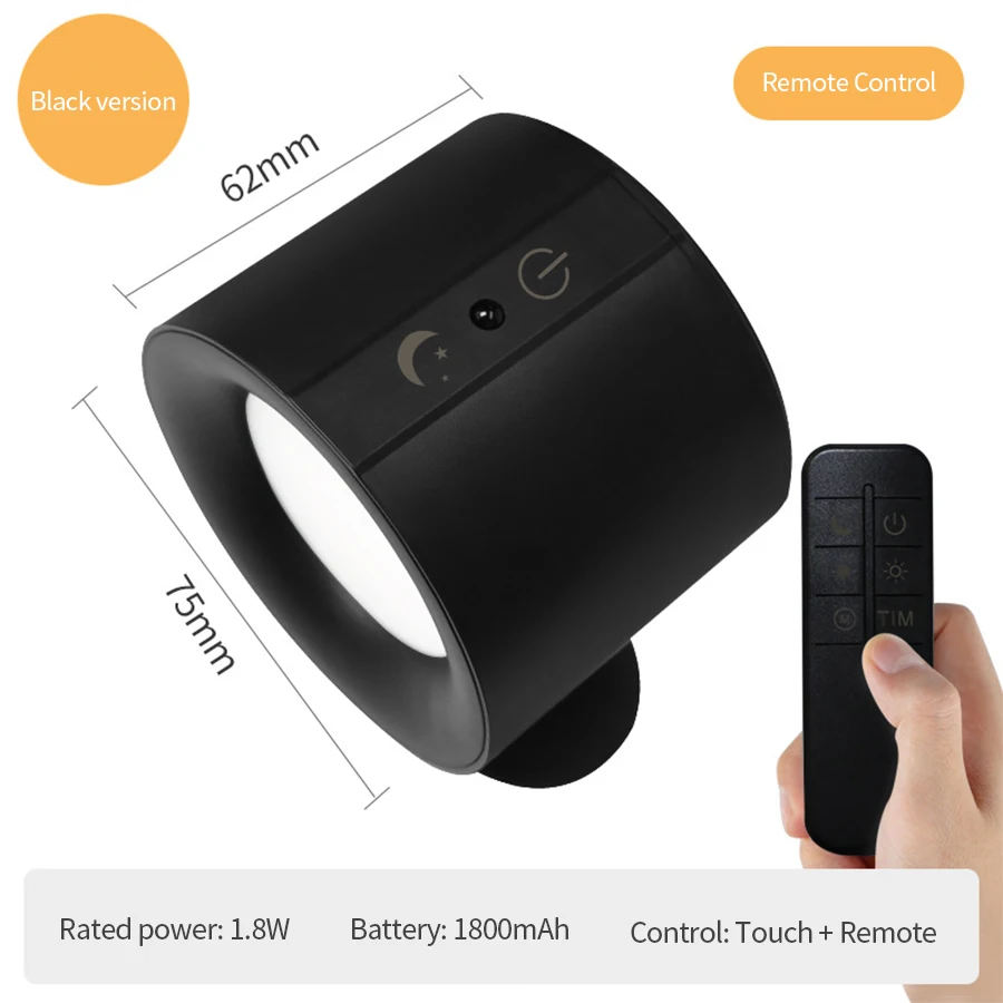 Apliques de pared LED, lámpara de pared de doble cabezal con Control táctil, luces de pared giratorias 360 de 3 colores, luces nocturnas inalámbricas para dormitorio Apliques de pared LED, lámpara de pared de doble cabezal con Control táctil, luces de pared giratorias 360 de 3 colores, luces nocturnas inalámbricas para dormitorio