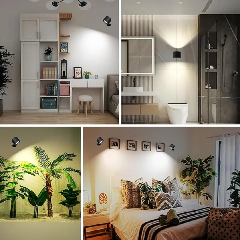 Apliques de pared LED, lámpara de pared de doble cabezal con Control táctil, luces de pared giratorias 360 de 3 colores, luces nocturnas inalámbricas para dormitorio Apliques de pared LED, lámpara de pared de doble cabezal con Control táctil, luces de pared giratorias 360 de 3 colores, luces nocturnas inalámbricas para dormitorio