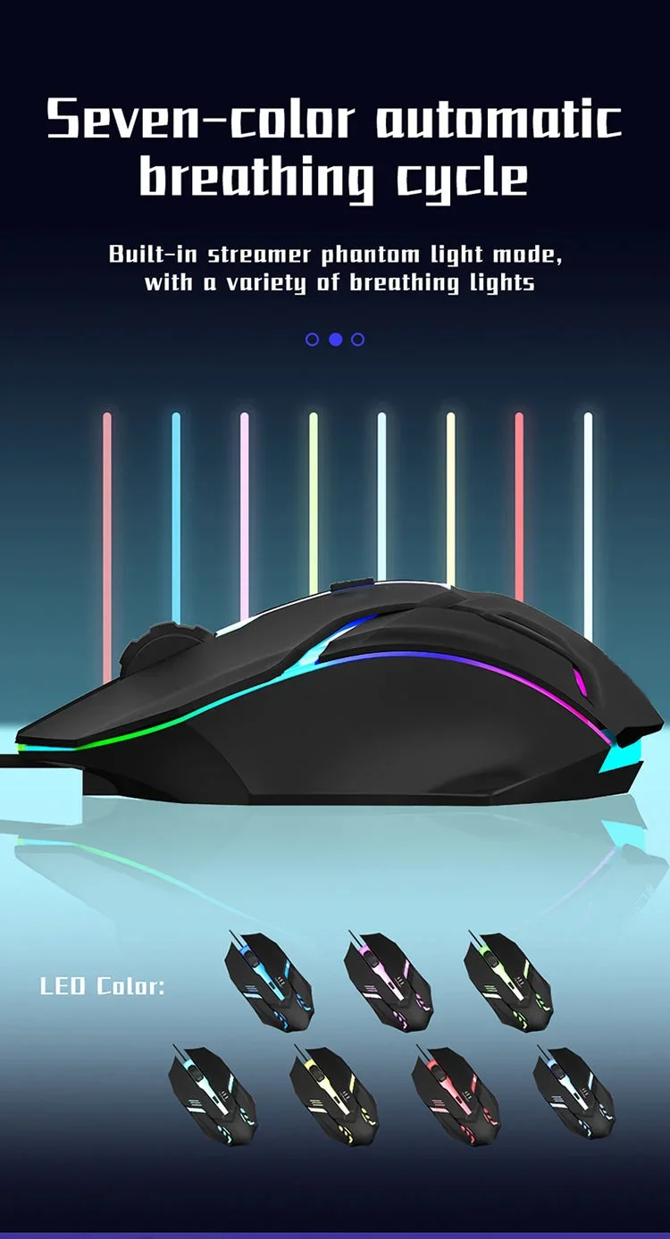 &Uacute;ltimo rat&oacute;n para juegos ergon&oacute;mico de alta calidad, adecuado para computadoras de escritorio y port&aacute;tiles, rat&oacute;n retroiluminado USB RGB de 4 botones