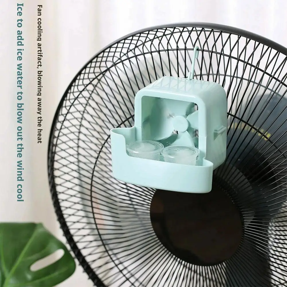 Ventilador de refrigeraci&oacute;n el&eacute;ctrico colgante con 4 tazas de hielo, adaptador de enfriamiento por niebla, soporte para hielo colgante, ventilador de suelo para refrigeraci&oacute;n r&aacute;pida del hogar