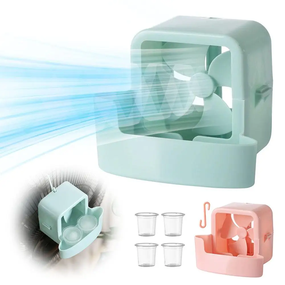 Ventilador de refrigeraci&oacute;n el&eacute;ctrico colgante con 4 tazas de hielo, adaptador de enfriamiento por niebla, soporte para hielo colgante, ventilador de suelo para refrigeraci&oacute;n r&aacute;pida del hogar