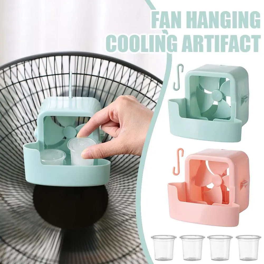 Ventilador de refrigeraci&oacute;n el&eacute;ctrico colgante con 4 tazas de hielo, adaptador de enfriamiento por niebla, soporte para hielo colgante, ventilador de suelo para refrigeraci&oacute;n r&aacute;pida del hogar