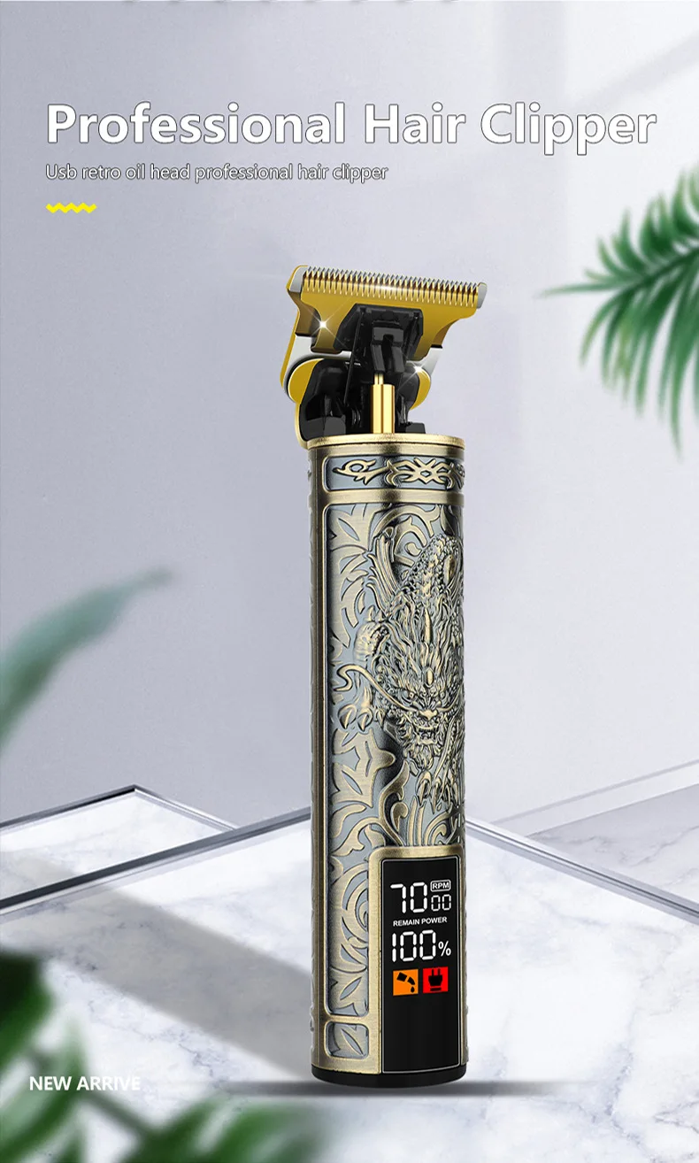 Cortadora de pelo HIENA T9, cortadora de pelo profesional para peluquero, cortadora el&eacute;ctrica con pantalla led, cortadora de pelo de Buda drag&oacute;n de gran potencia