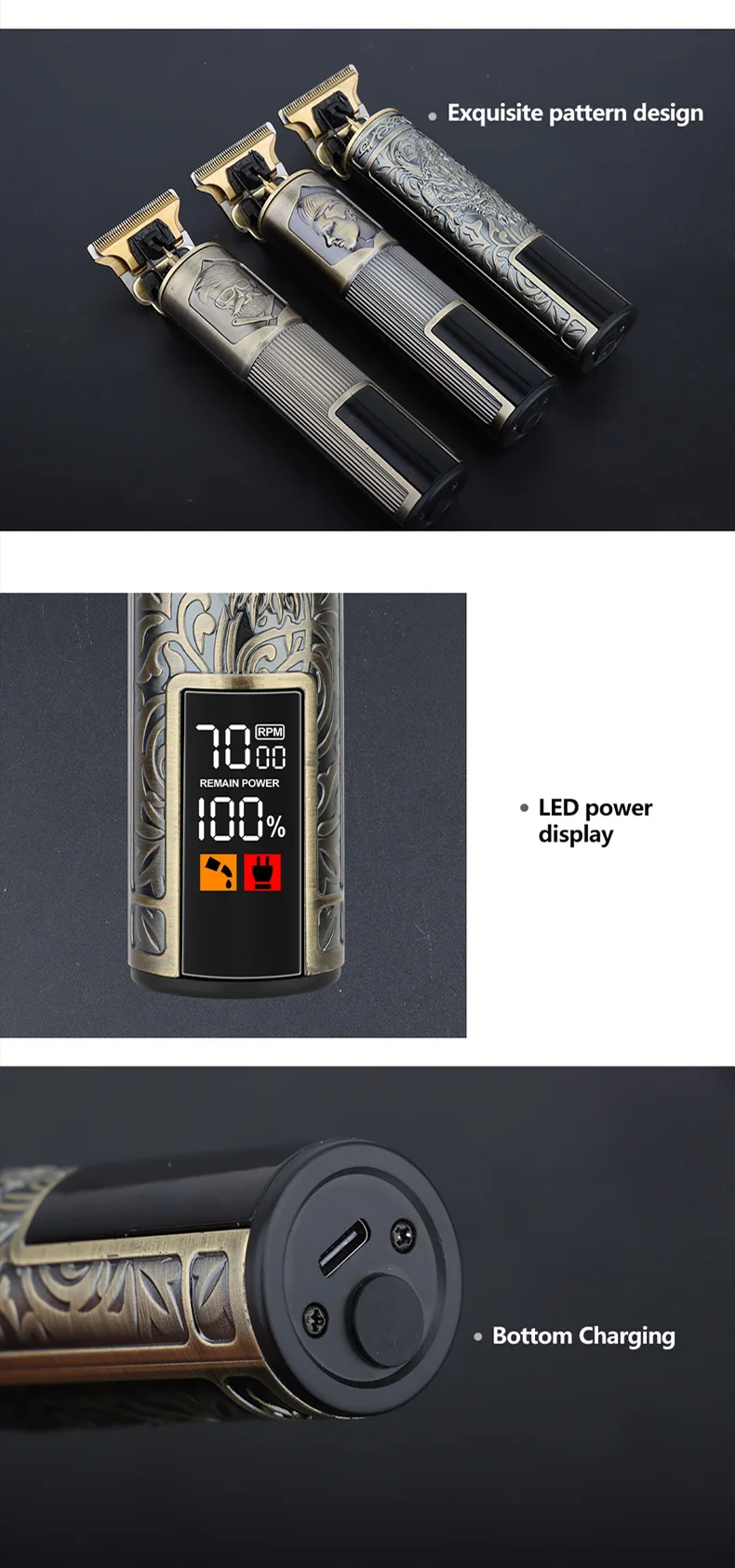Cortadora de pelo HIENA T9, cortadora de pelo profesional para peluquero, cortadora el&eacute;ctrica con pantalla led, cortadora de pelo de Buda drag&oacute;n de gran potencia