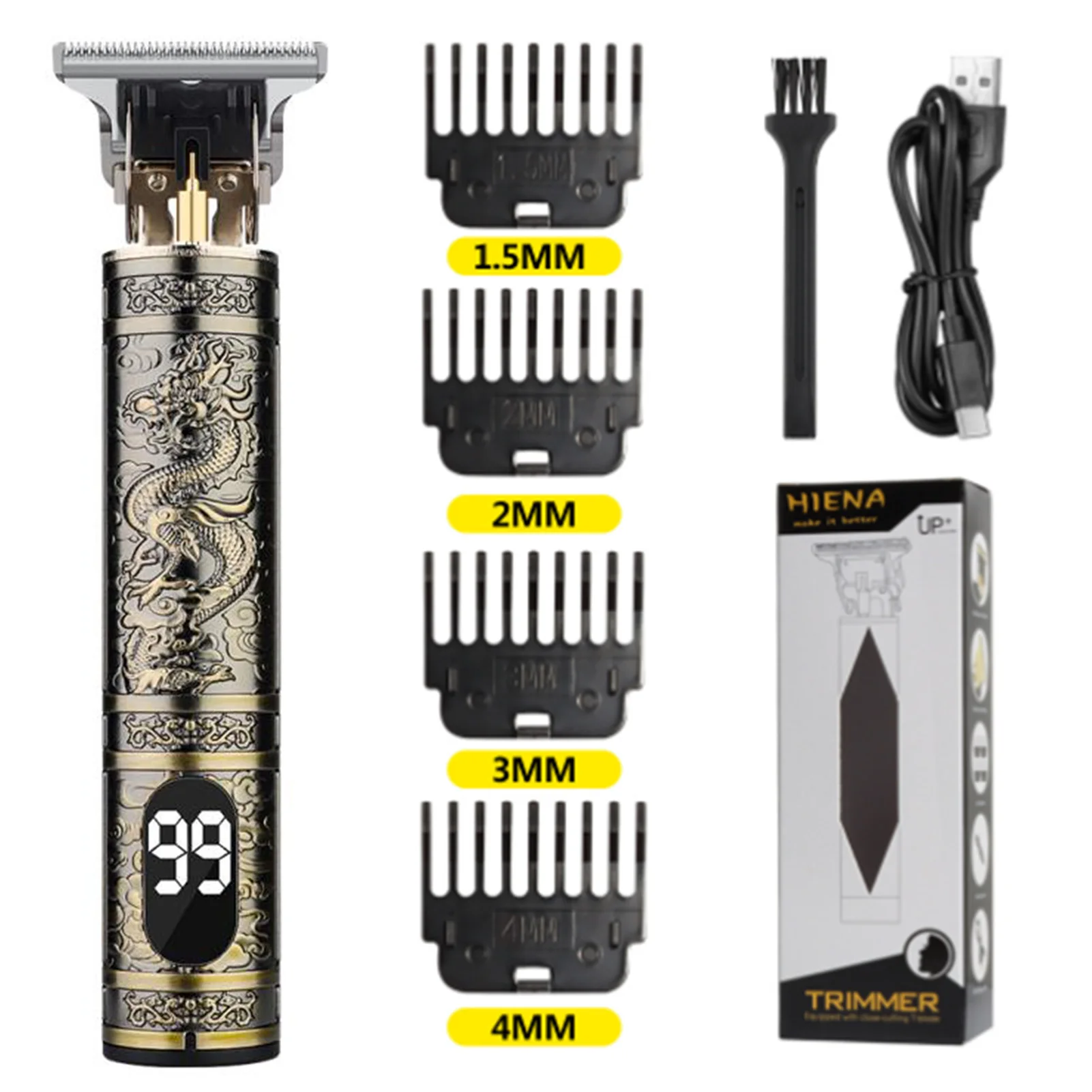 Cortadora de pelo HIENA T9, cortadora de pelo profesional para peluquero, cortadora el&eacute;ctrica con pantalla led, cortadora de pelo de Buda drag&oacute;n de gran potencia
