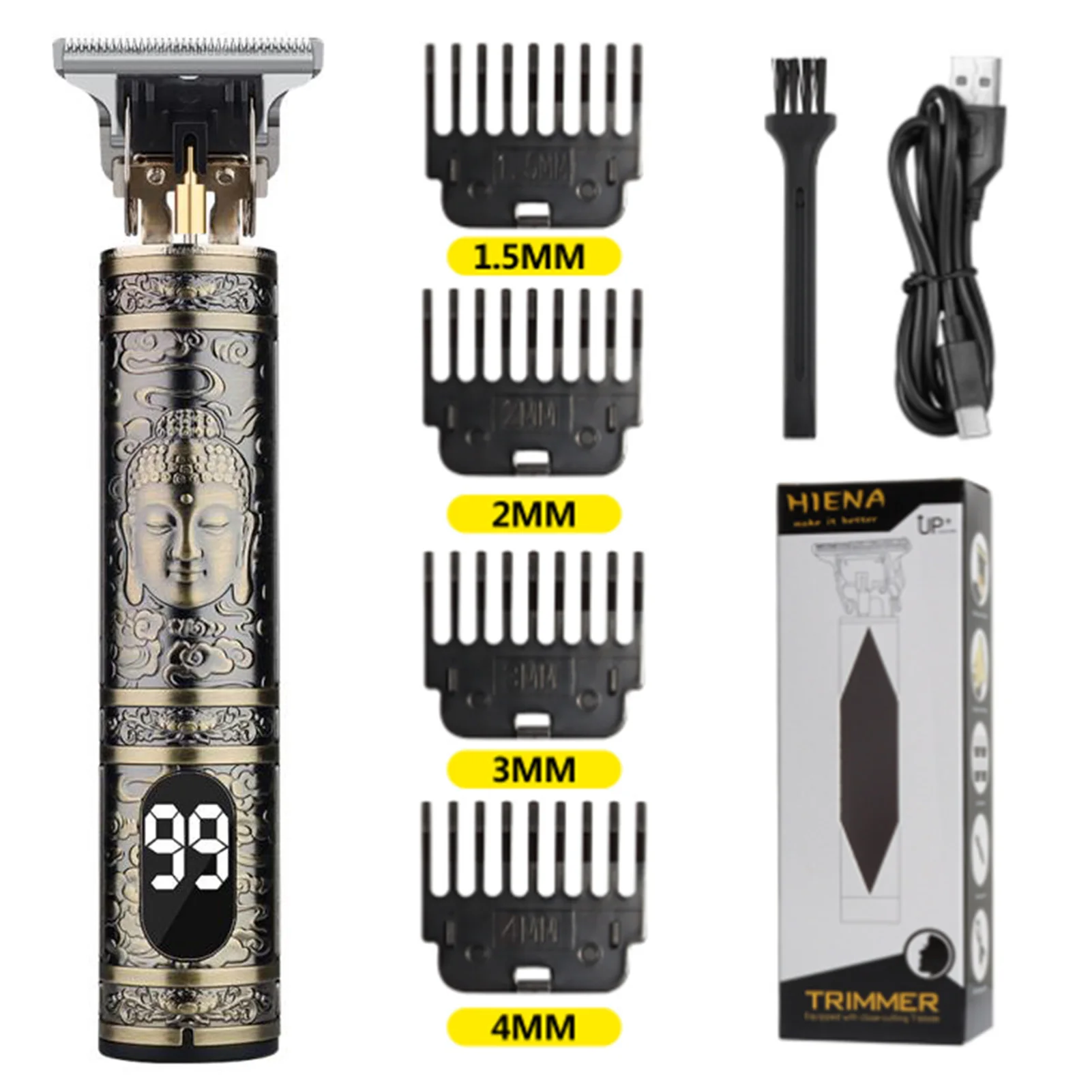 Cortadora de pelo HIENA T9, cortadora de pelo profesional para peluquero, cortadora el&eacute;ctrica con pantalla led, cortadora de pelo de Buda drag&oacute;n de gran potencia