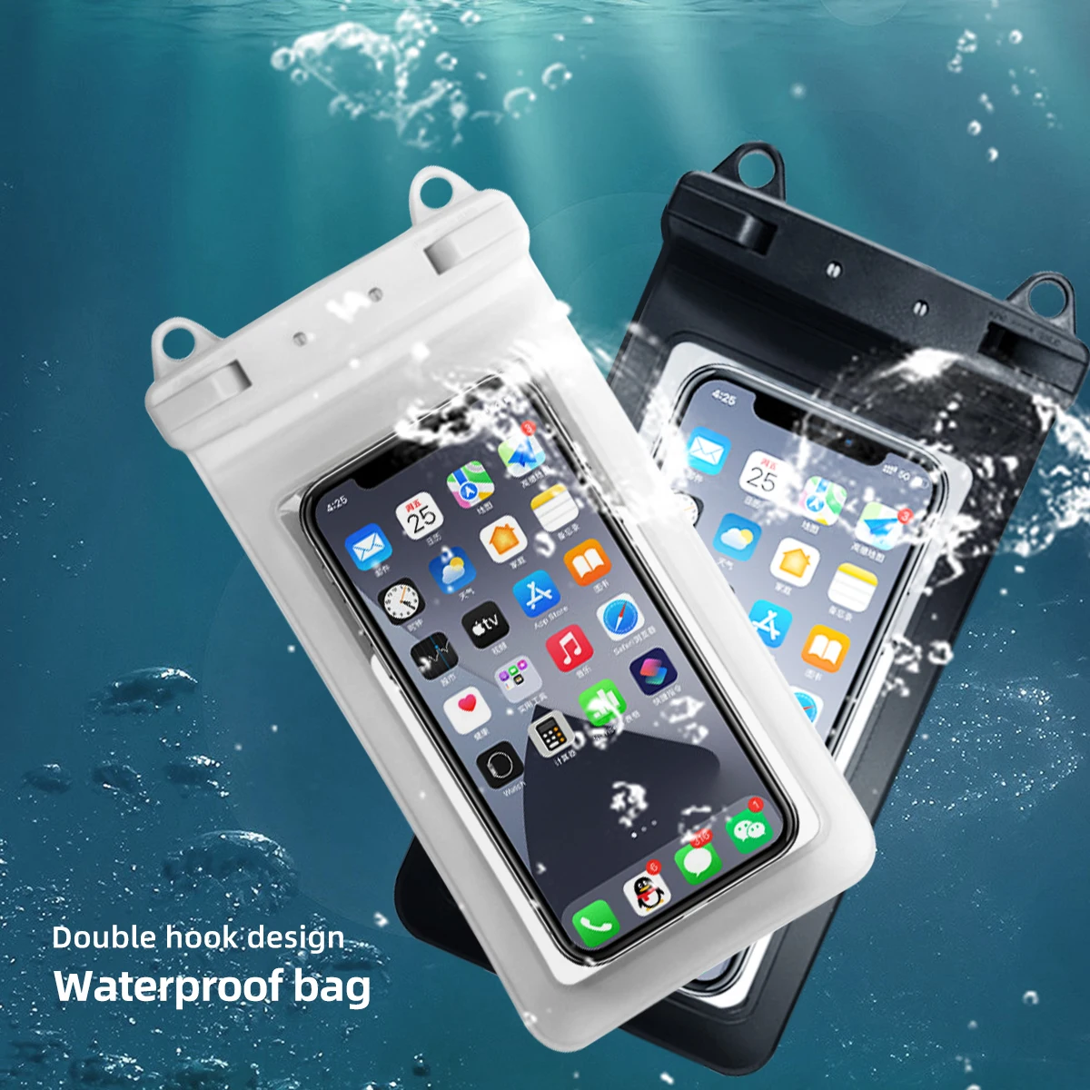 FONKEN-funda impermeable de vista completa para tel&eacute;fono, funda grande para tel&eacute;fono m&oacute;vil bajo el agua, nieve, selva tropical, bolsa seca transparente, nataci&oacute;n