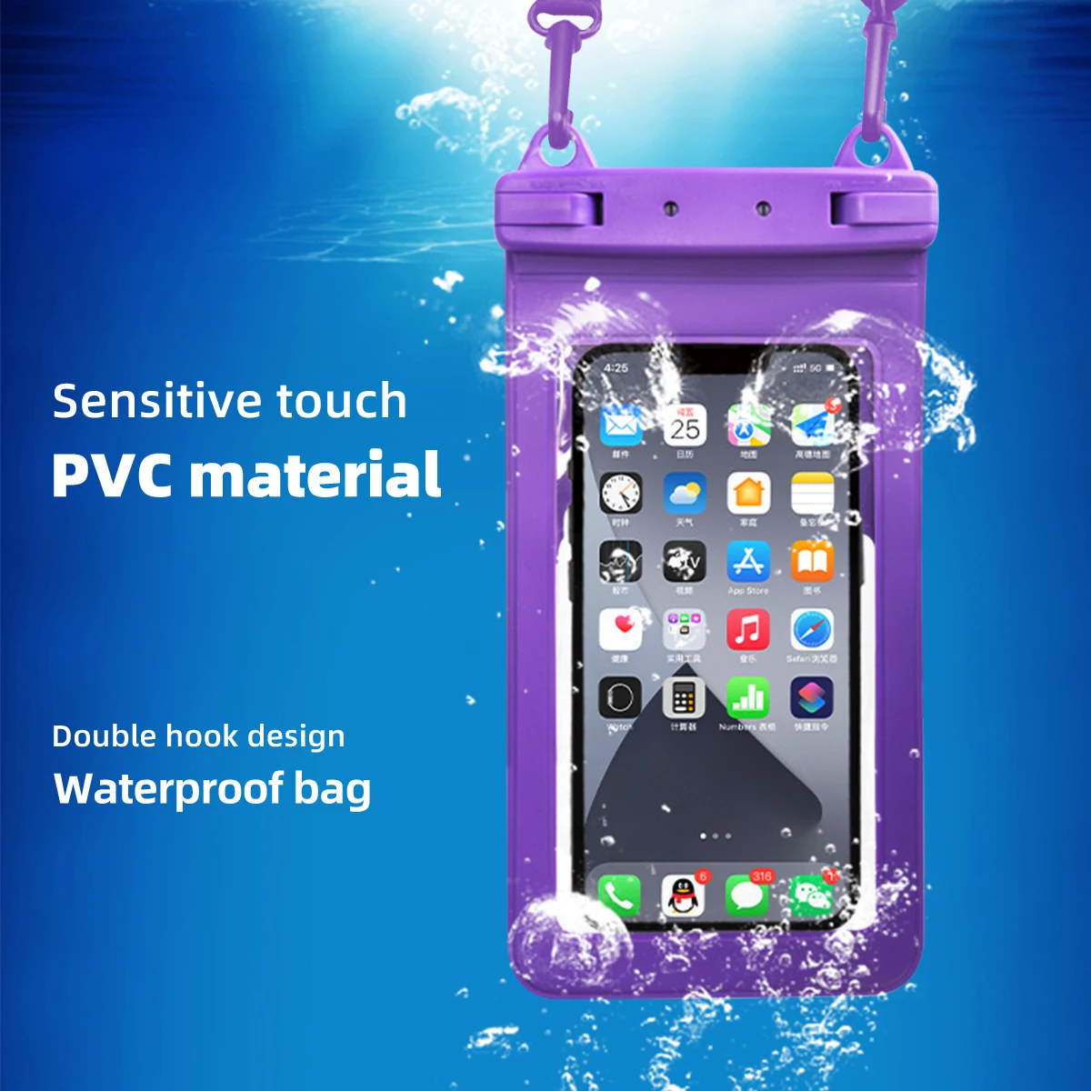 FONKEN-funda impermeable de vista completa para tel&eacute;fono, funda grande para tel&eacute;fono m&oacute;vil bajo el agua, nieve, selva tropical, bolsa seca transparente, nataci&oacute;n